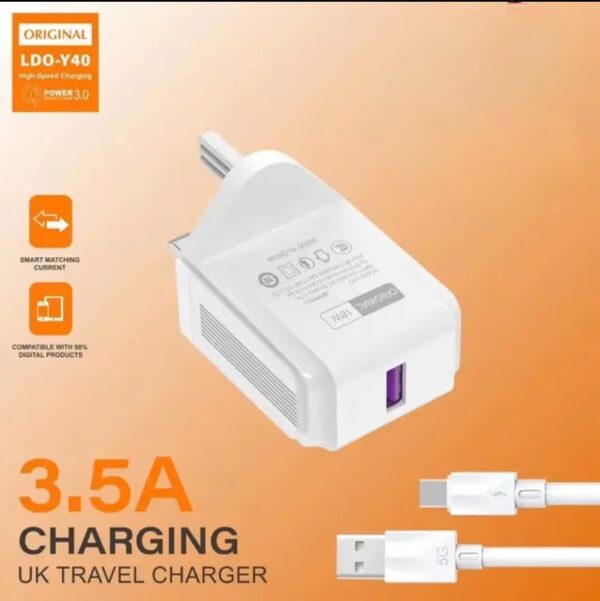 18W Fast Wall Charger 3.5A Micro Cable (LDO Y-10)