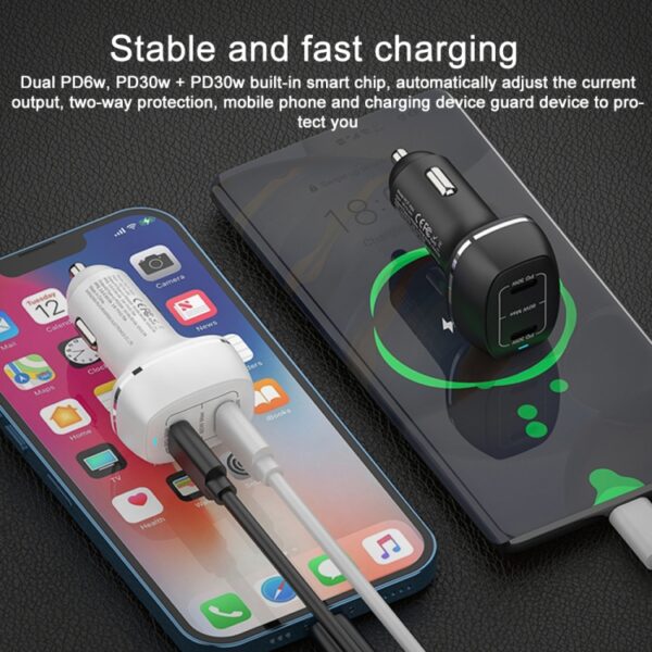 ACC-580 Dual Ports PD 60W Fast Charging Car Charger(Black)