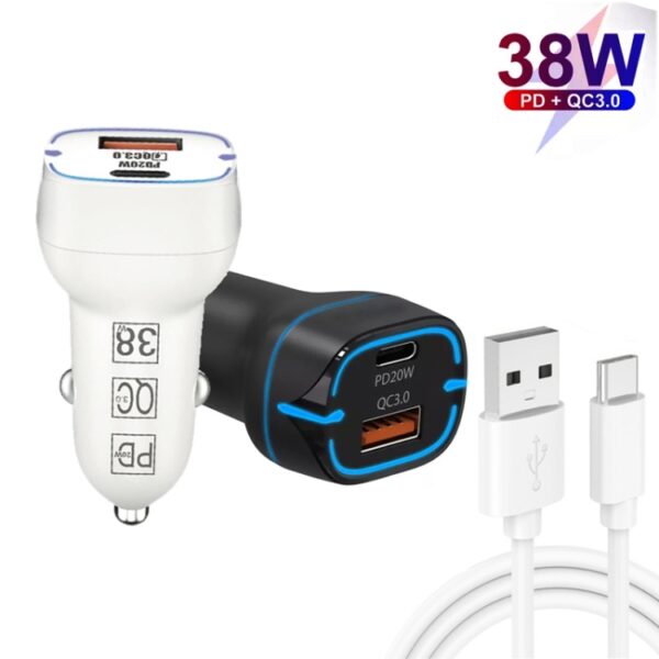 38W PD20W + QC3.0 USB Car Charger