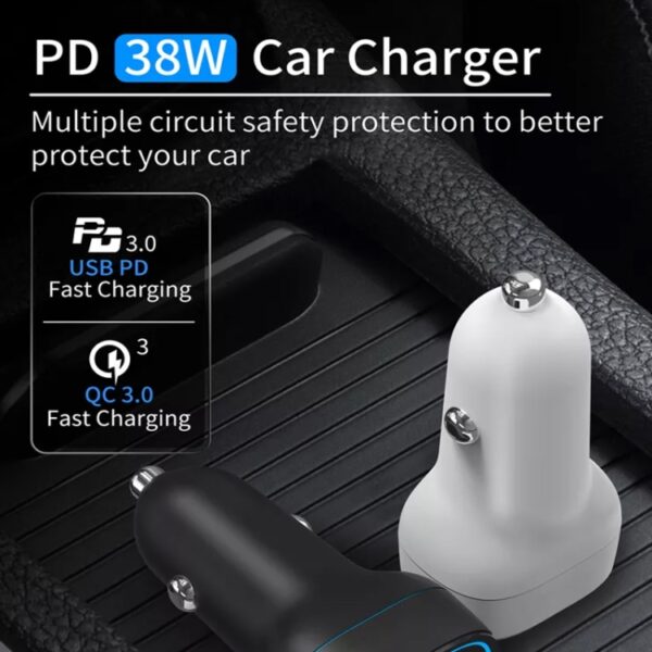 38W PD20W + QC3.0 USB Car Charger