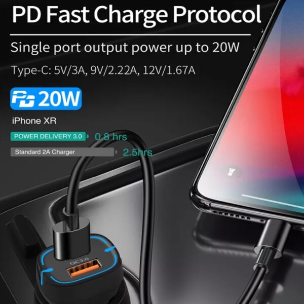 38W PD20W + QC3.0 USB Car Charger