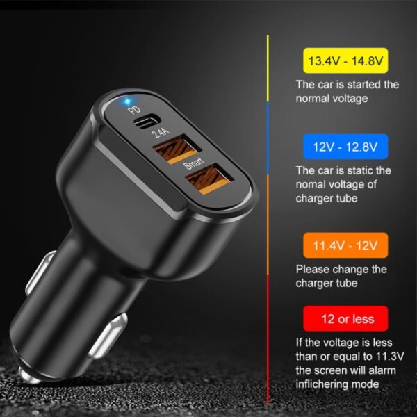 PD+2.4A Dual USB Car Charger, Style: 3 Ports (Black)