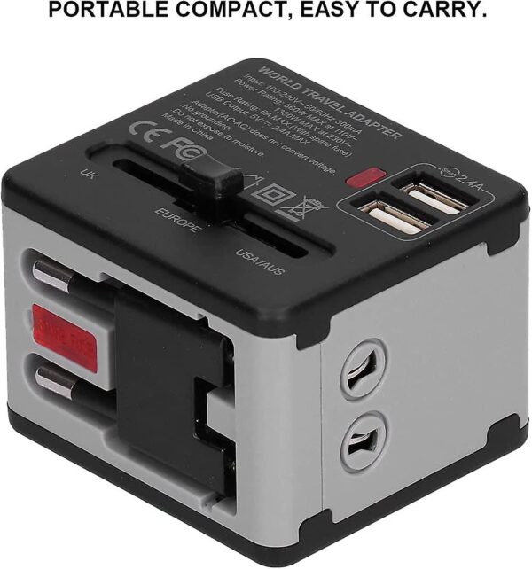 Universal Travel Adapter,international Power Adapter With 2 Usb