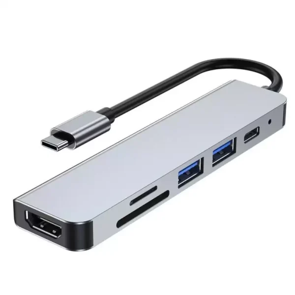 USB Adapter Hub V4-HUB 6in1 USB-C Grey