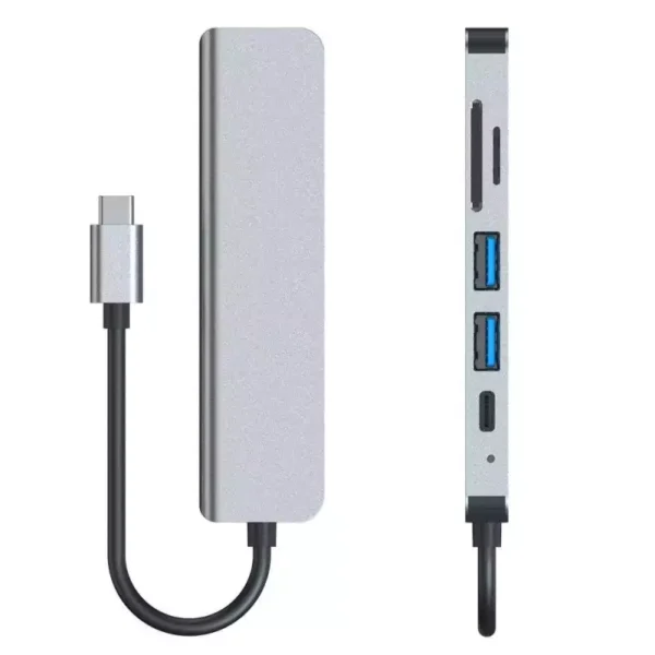 USB Adapter Hub V4-HUB 6in1 USB-C Grey