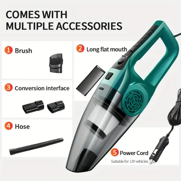 1pc Handheld Car Vacuum Cleaner, 12V Strong Suction Power