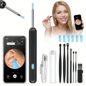 INSKAM 1080P Ear Wax Removal Tool with Camera, Ear Cleaning Kit with 6 Spoons, Wi-Fi Enabled Otoscope, Rechargeable Lithium Battery, Ear Tweezers for Ear Care