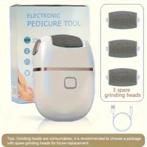 Rechargeable Electric Foot Grinder - Rechargeable Remover Pedicure Tools for Feet Foot Scrubber File Foot Care Grinder with 3 Grinding Heads, Thick Grinding Head for Thick Polishing, for Men Women Dry Dead Skin, Skin Care