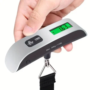 1pc Portable Digital Hanging Luggage Scale, 110 lb/50kg Capacity, Mini Electronic Travel Scale with Backlit LCD Display, Unit Conversion (kg/lb/oz/g), Black Strap & Metal Clip, Battery Powered - Compact & Fast for On-the-Go Use, Portable Scale | Ergonomic Scale | Durable Metal Clip
