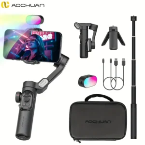 AOCHUAN 3-Axis Gimbal Stabilizer For Smartphone, Ultra Lightweight Portable Foldable Gimbal For Smartphone, Gimbal For IPhone/Samsung/Android Phones, Gimbal For Video Creators, Vloggers - Smart XE Combo1