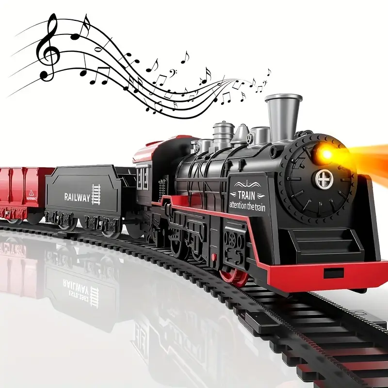 Children's Retro Electric Train Track Set - Steam Train Toy with Light and Sound, Durable ABS Resin Material, Ideal for Imagination Games, Birthday and Festival Gifts Battery Free