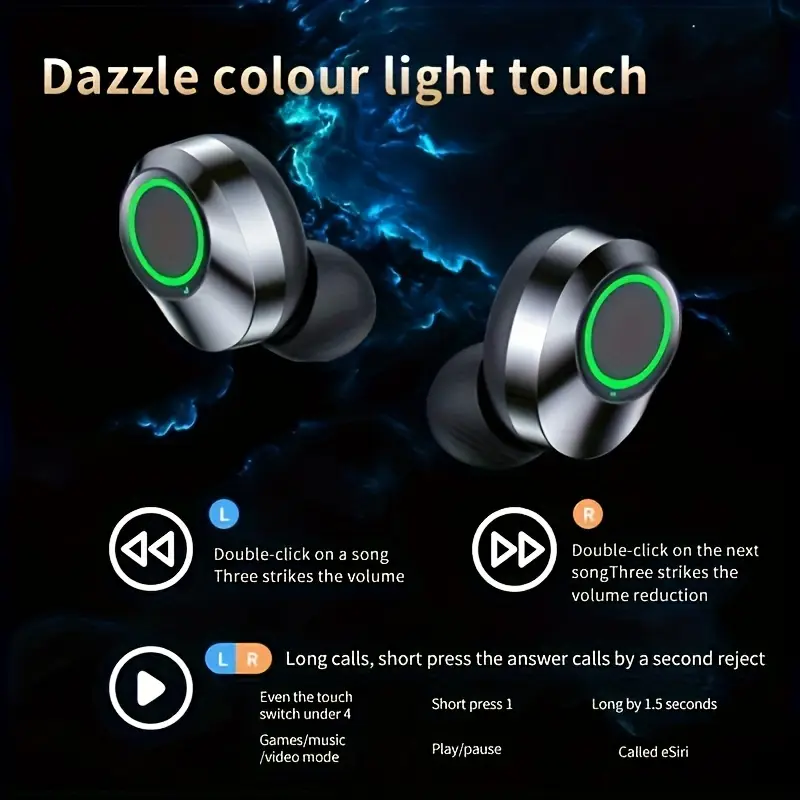 Wireless Earphones With Mirror Digital Display, Hifi Sound Quality, High Power, Emergency Charging Function For In Ear Wireless Earphones, High-definition Voice Touch Operation, Automatic Connection To Binaural Call Earphones Charging Level Display