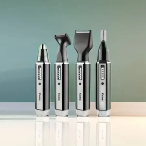 Kemei 6630 Men's 4-in-1 Professional Grooming Kit - USB Rechargeable, Includes Ear & Nose Hair Trimmer, Beard & Eyebrow Razor with LCD Display, Precision Cutting, Ideal Christmas Gift for Him