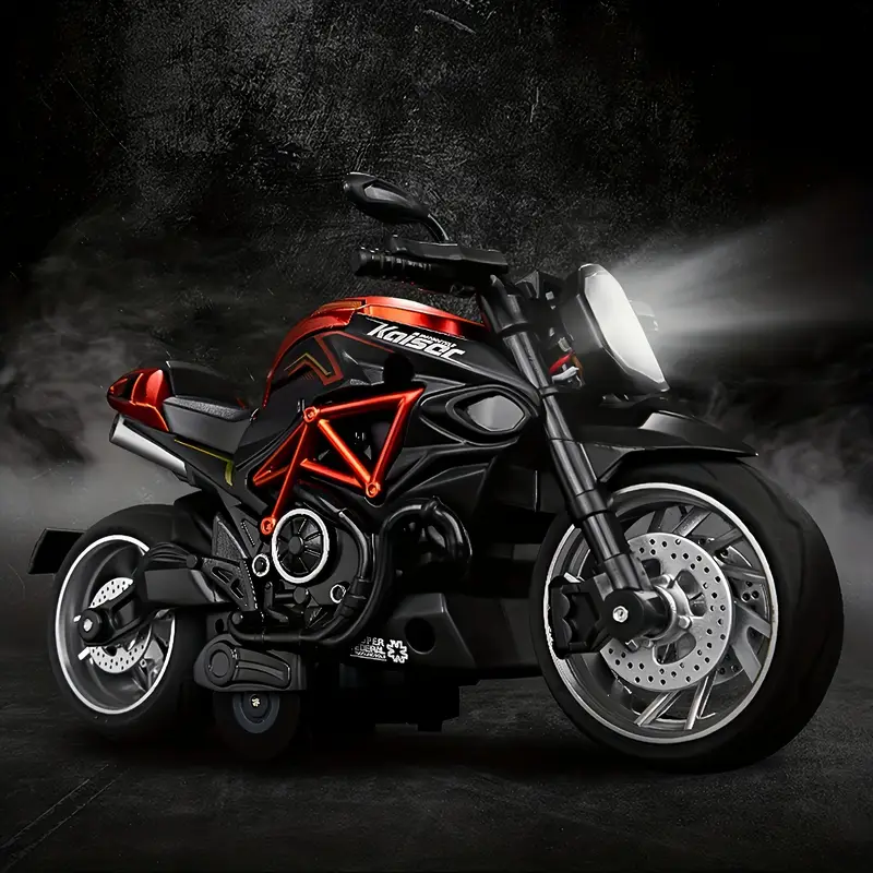 1:12 Scale Die-Cast Alloy Motorcycle Toy, Pull-Back Action with Realistic Sound & Flashing Lights, Weather-Resistant ABS Cartoon Motorbike, Friction Powered Kids Vehicle, Ideal Gift for Boys & Girls