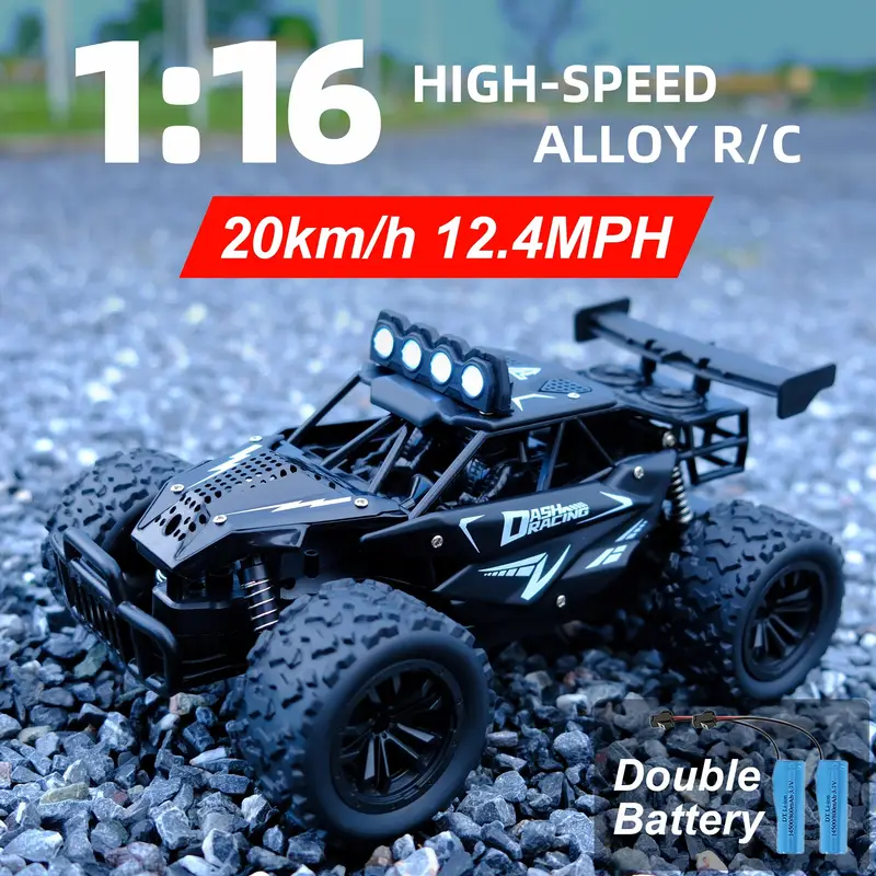 K.K High-Speed 20 Km/h RC Truck - 1:16 Scale, Alloy Body with Enhanced Headlights, USB Rechargeable, Perfect Gift for Youngsters Boys & Girls on Christmas, Halloween, Thanksgiving