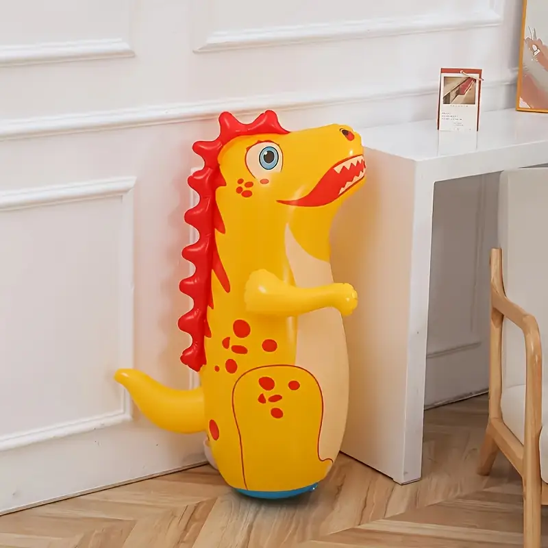 Inflatable Dinosaur Tumbler Toy - Boxing Sports Item, Suitable for Teenagers, Perfect for Parties and Gifts Yellow