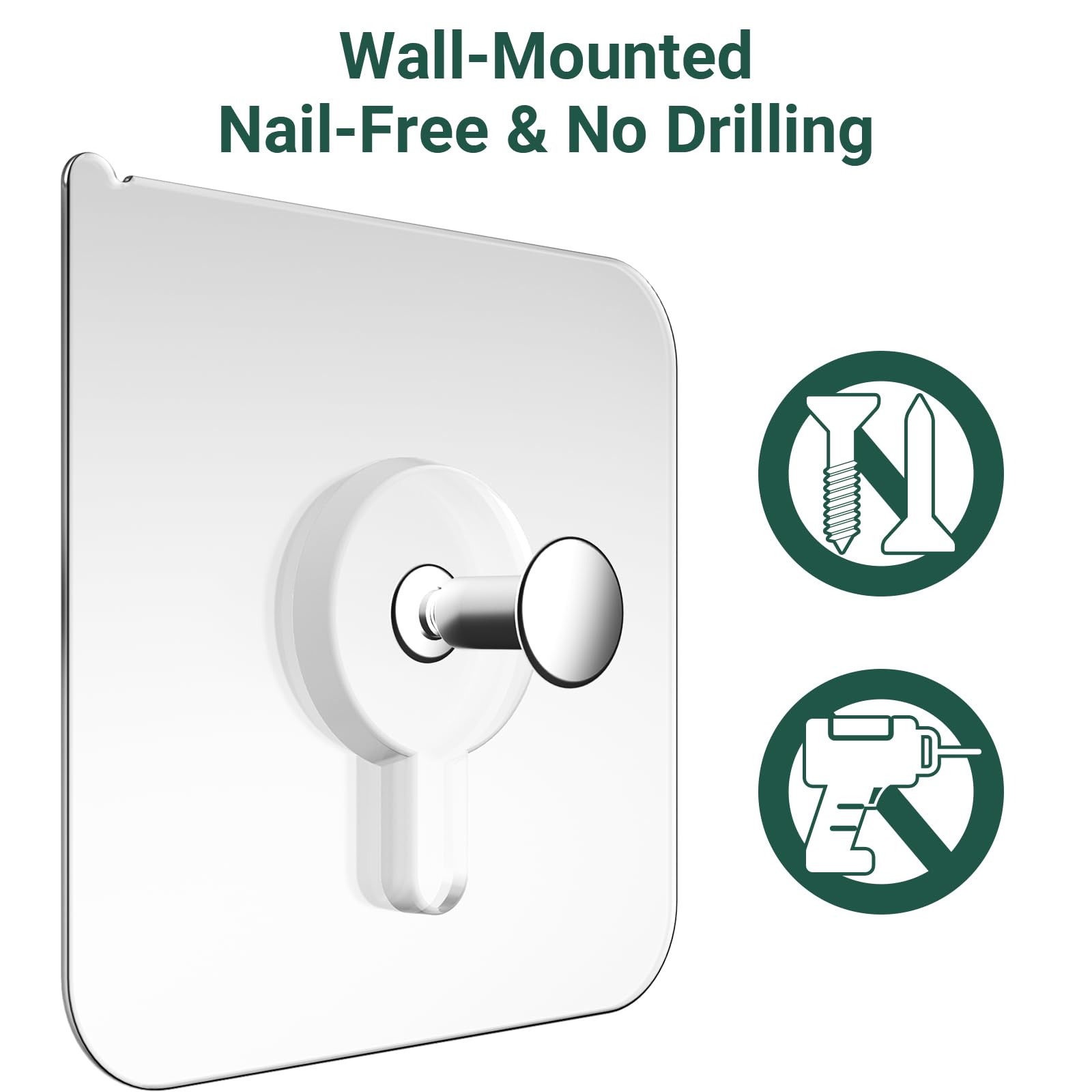 1pcs Drill Free Adhesive Hooks, Picture Hangers Without Nails, Nail Free Wall Hangers, Wall Hooks Adhesive for Hanging in Kitchen, Bathroom, Home, Utility Hooks