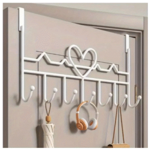 7-Hook Over-the-Door Organizer Rack - Space-Saving Metal Storage for Towels, Clothes, Hats & More - Easy Installation, Contemporary Style, Ideal for Home & Office, Closet Organizers and Storage, Door Hanging Storage | Modern Door Decor | Sturdy Construction, Clothes Organizer Storage