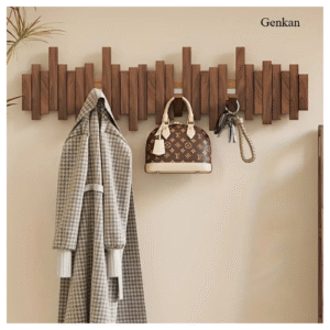 Charming Piano Key Design Wooden Wall Shelf - Space-saving Foldable Storage Rack with 5 Hooks, Suitable for Hats, Bags, etc. - Easy Installation, Modern Wood Finish - Perfect for Bedroom, Entryway, Mudroom Decorations, bedroom wall shelf