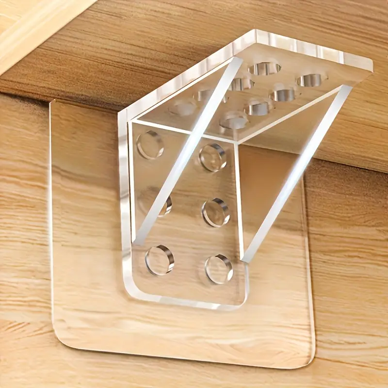 No-Drill Adhesive Shelf Brackets - Heavy Duty Strong Hold, Easy Install Contemporary Plastic Wall-Mounted Brackets for Kitchen Cabinets, Bathroom, Garage Storage Solutions & Utility Hooks, Kitchen And Bathroom Accessories Wall Hangers, Utility Hooks